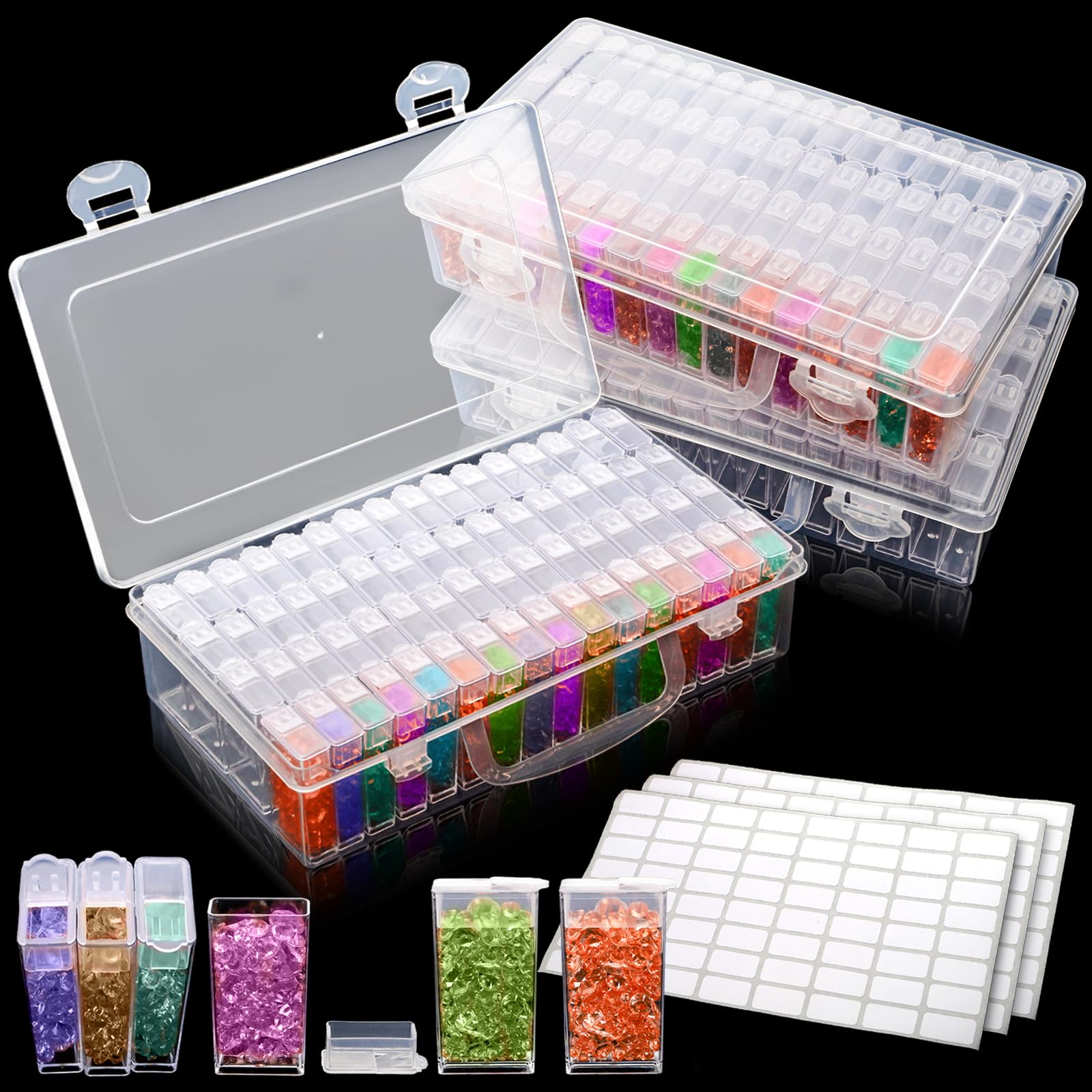 Craft Embellishment Storage - Diamond Art Storage Containers, 64/30 Grids