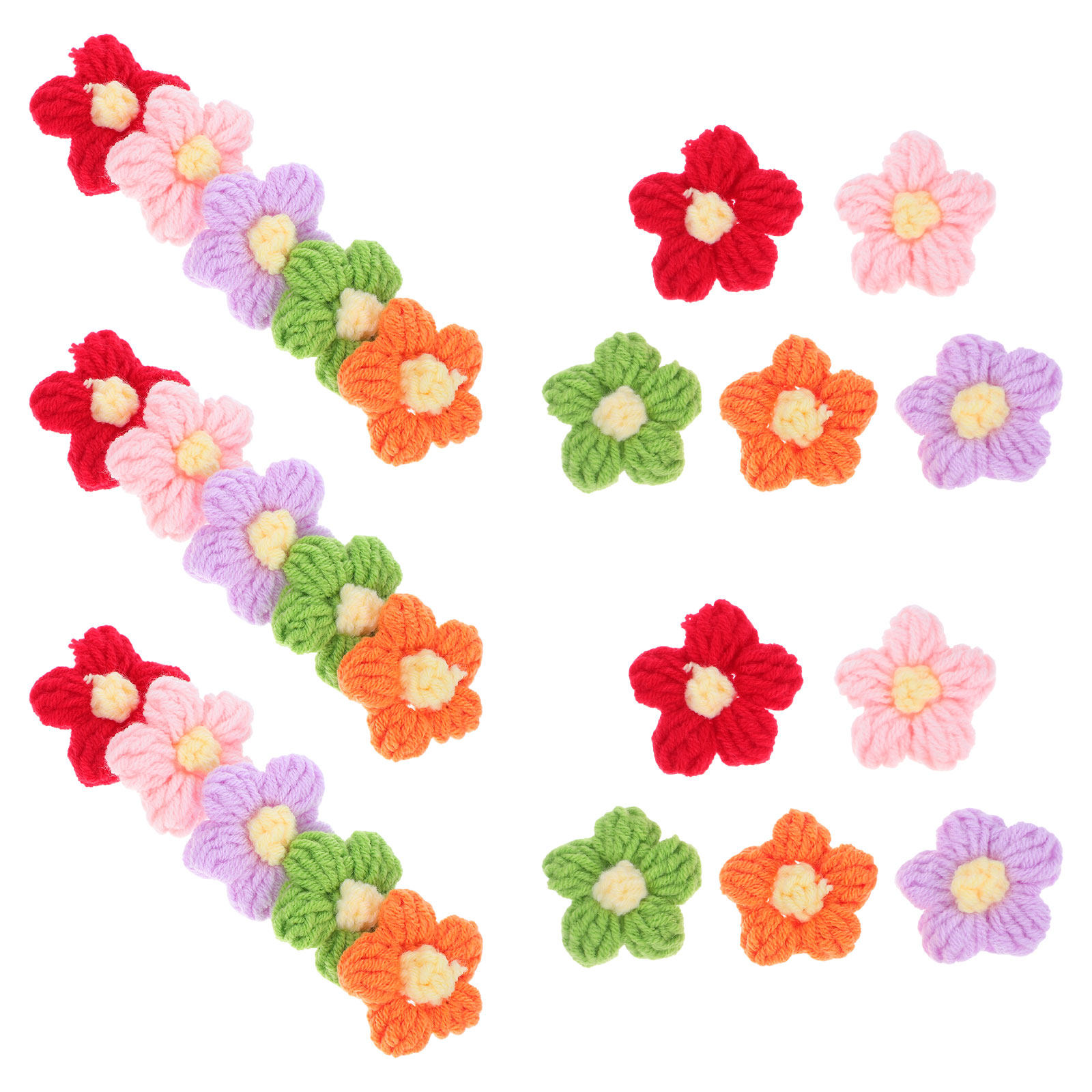 Embellish Craft - 50Pcs Crochet Flowers Puff Stitch Handmade