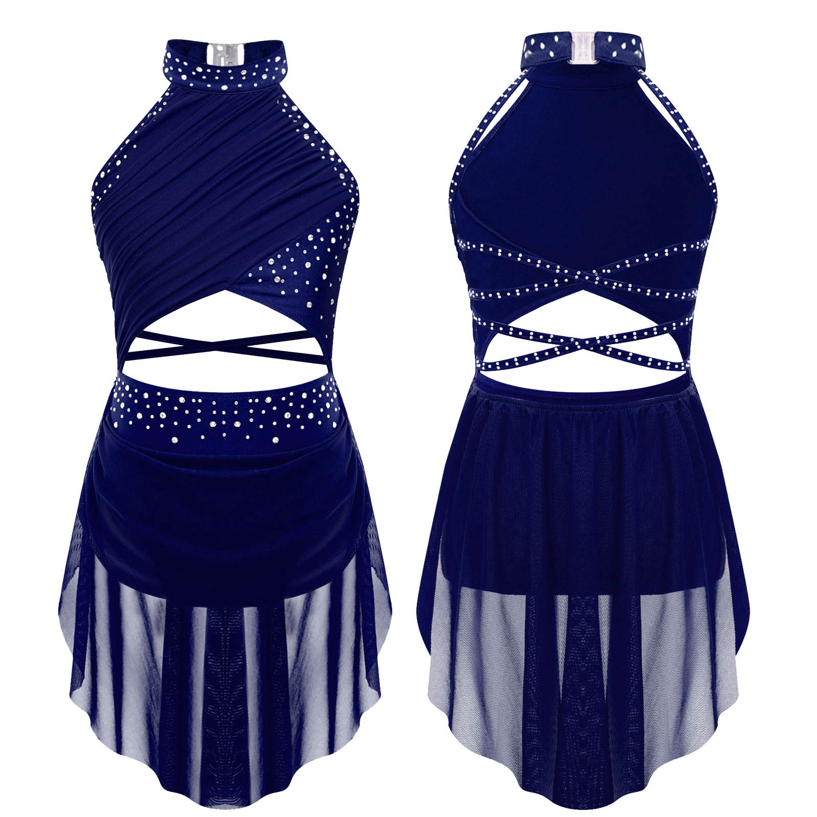 Kids Girls Ballet Leotard Dres - Rhinestone Banding Trim incelemesi ve fiyatı