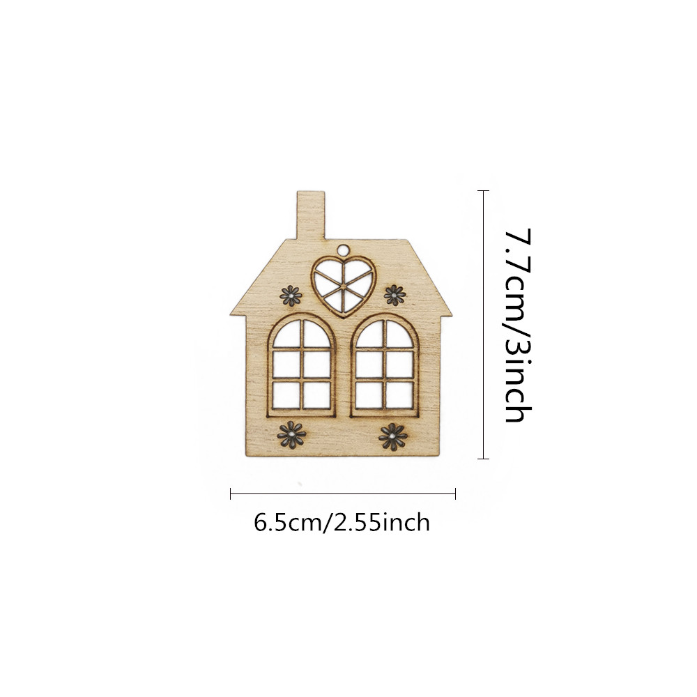 10pcs Wooden Hollow House Cuto - Christmas Craft Embellishment incelemesi ve fiyatı