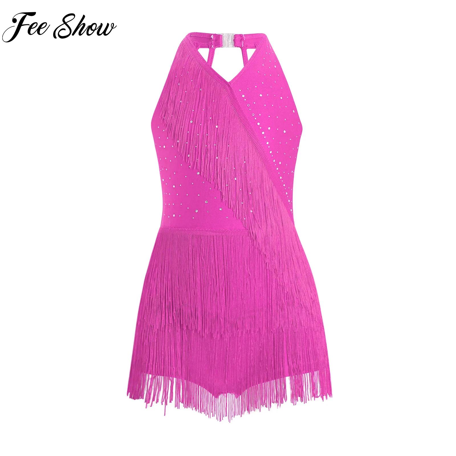 Kids Girls Shiny Tassel Leotar - Rhinestone Banding Trim incelemesi ve fiyatı
