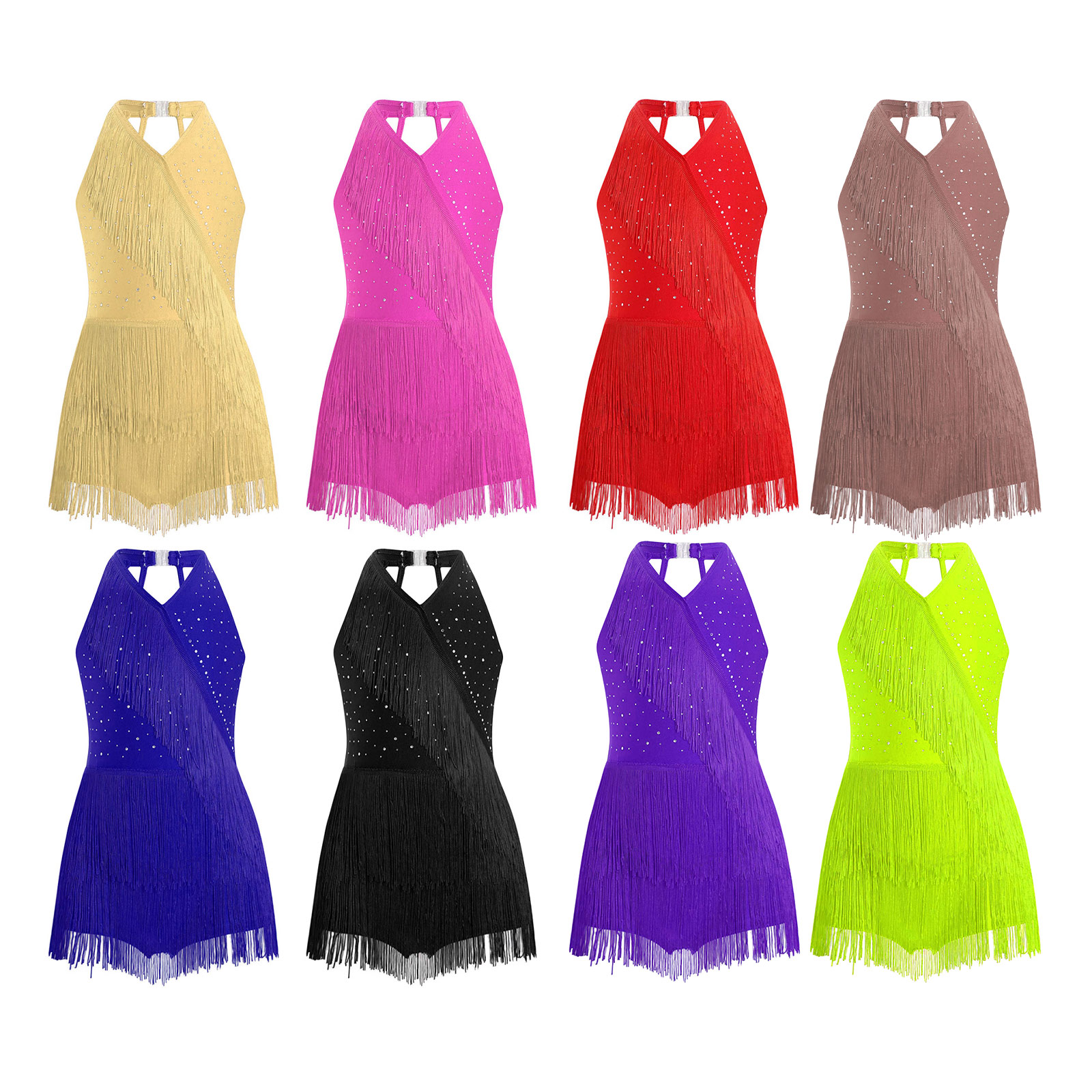Kids Girls Shiny Tassel Leotar - Rhinestone Banding Trim incelemesi ve fiyatı
