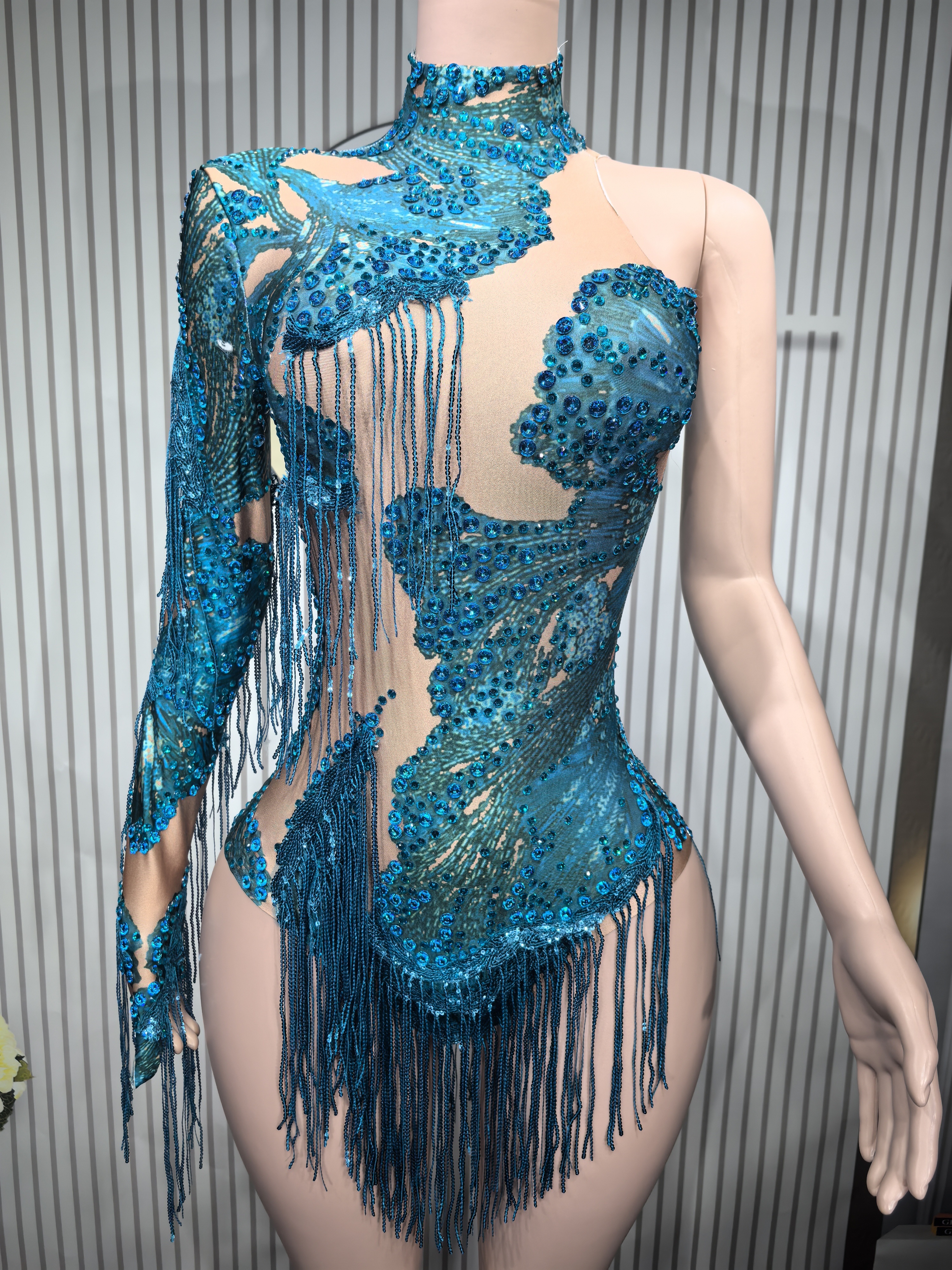 Sexy Skinny Leotard Singer Dan - Rhinestone Banding Trim incelemesi ve fiyatı