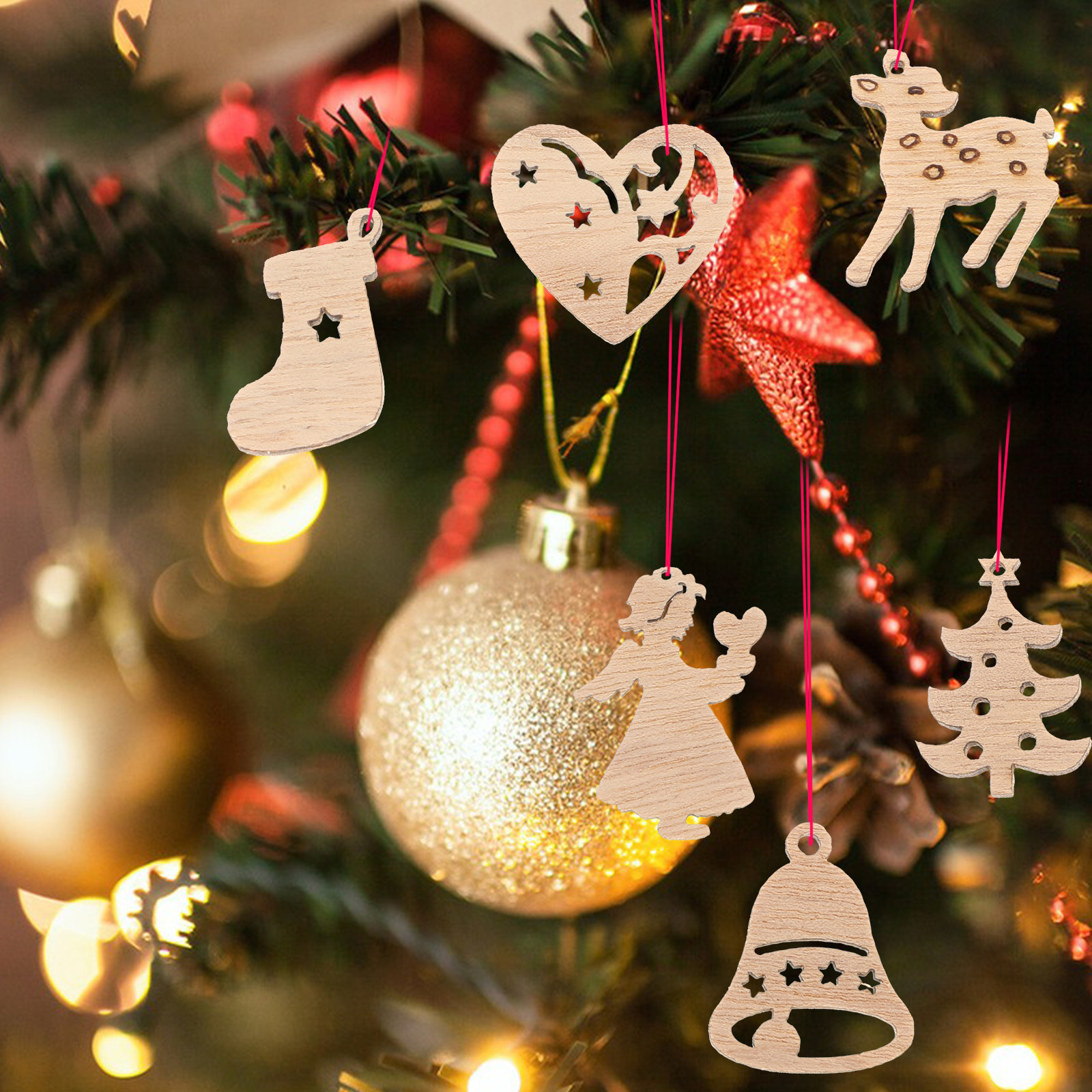 50Pcs Premium Wooden Shapes Cu - Christmas Craft Embellishment incelemesi ve fiyatı