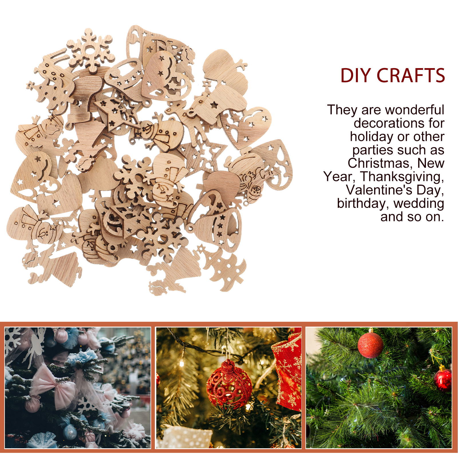 50Pcs Premium Wooden Shapes Cu - Christmas Craft Embellishment incelemesi ve fiyatı