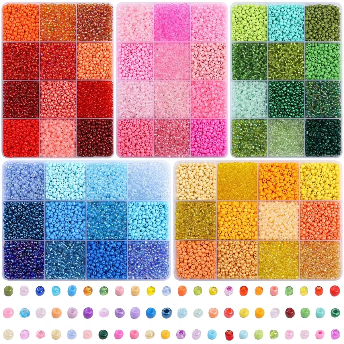 3600pcs 3mm Glass Seed Beads,  - Craft Embellishment Storage incelemesi ve fiyatı