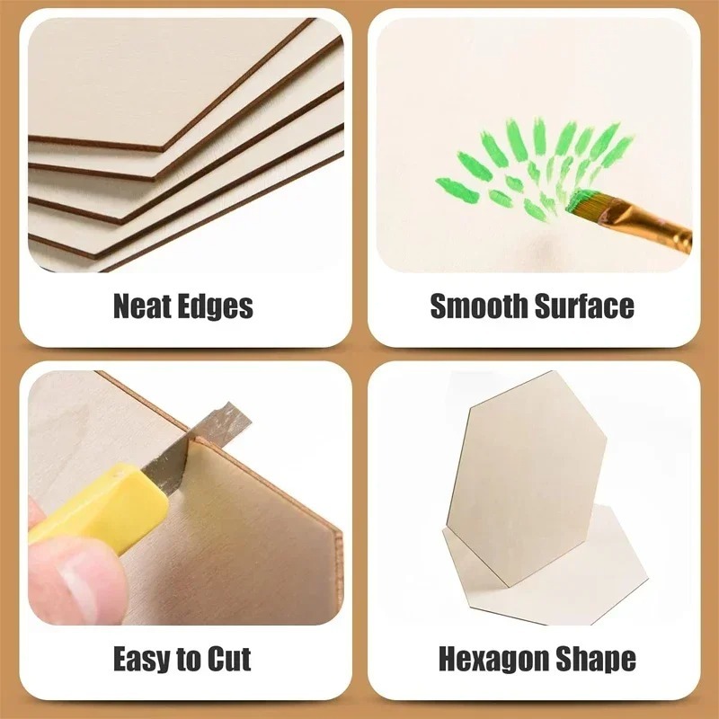 10-120mm Wooden Hexagon Blank  - Christmas Craft Embellishment incelemesi ve fiyatı