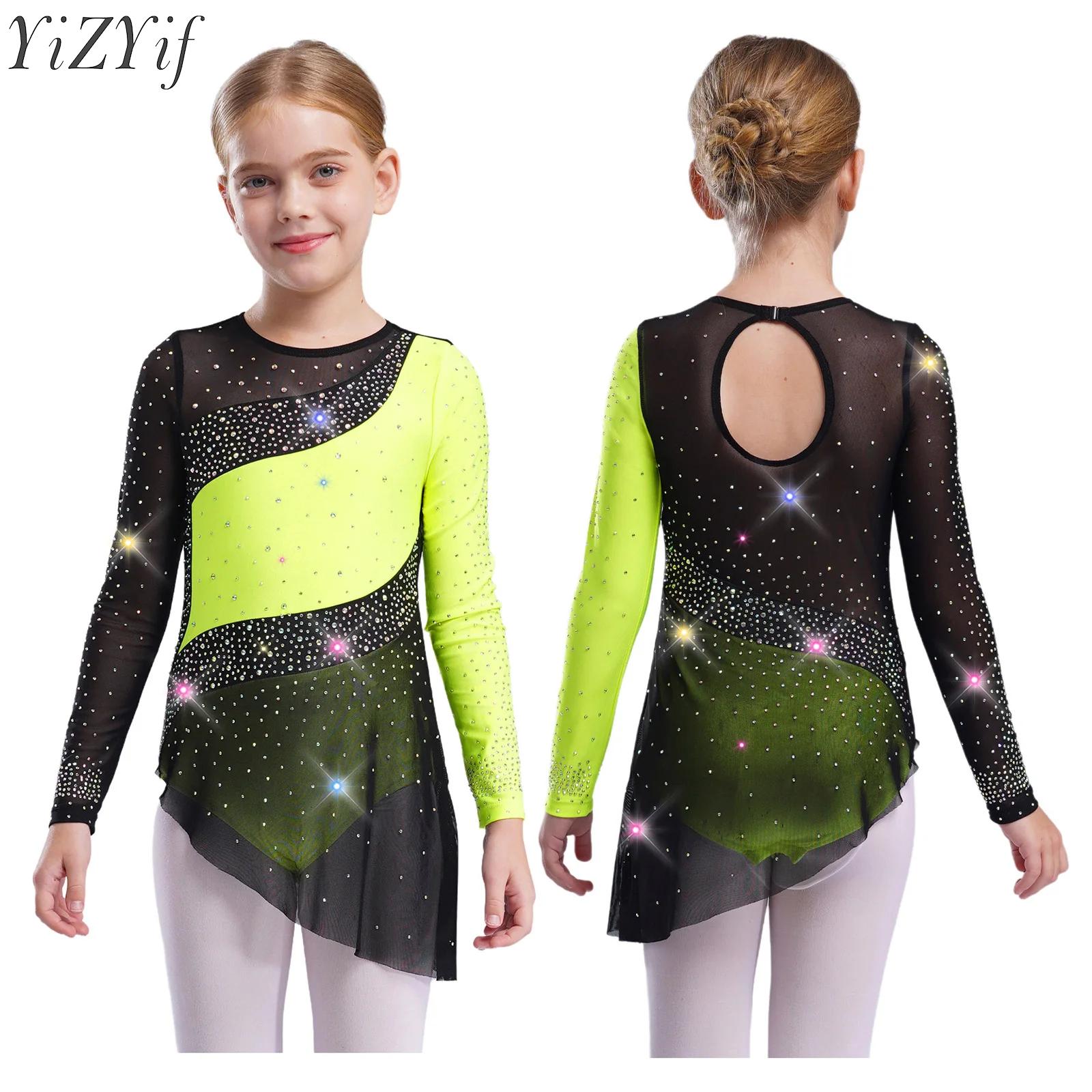 Kids Girls Ballet Leotard Dres - Rhinestone Banding Trim incelemesi ve fiyatı