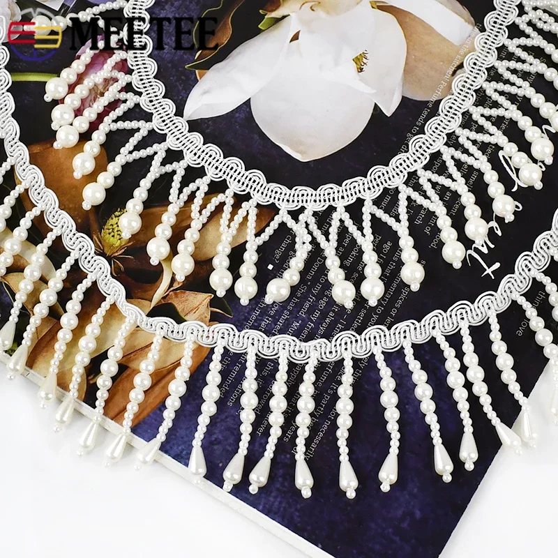 1/2Yards Pearl Beaded Tassel F - Beaded Trim Fringe incelemesi ve fiyatı