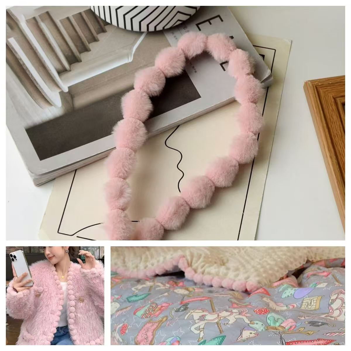 3cm Faux Rabbit Fur Pom Pom Ba - Lace Ribbon Trim incelemesi ve fiyatı
