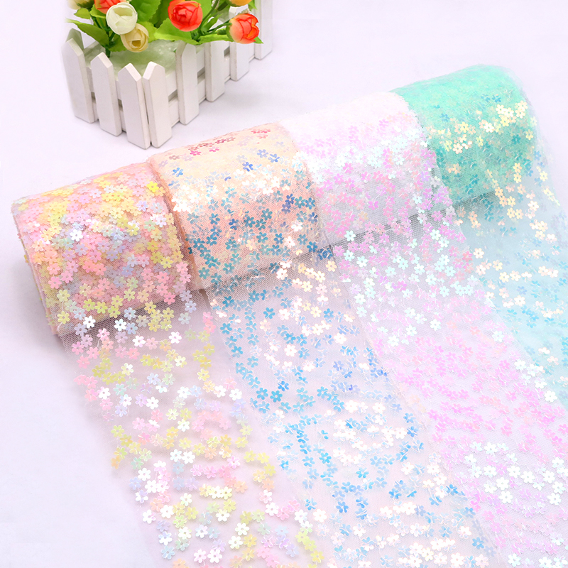 8cm 10cm 10 Yards Glitter Sequ - Organza Ribbon Spool incelemesi ve fiyatı